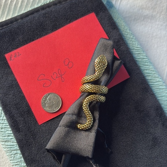 Unisex Gold Alloy Snake Ring - Boho Gothic Punk Love - Lunar New Year Sz 8 - Picture 5 of 13